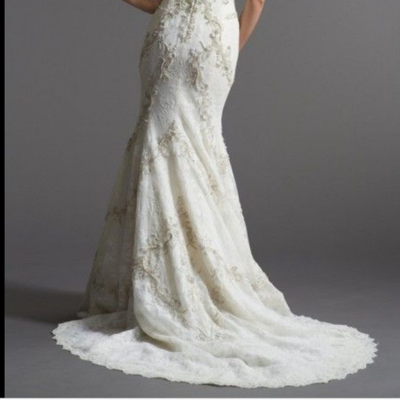 ✨HP✨Watters Paola lace and beaded wedding dress in ivory - Picture 5 of 15